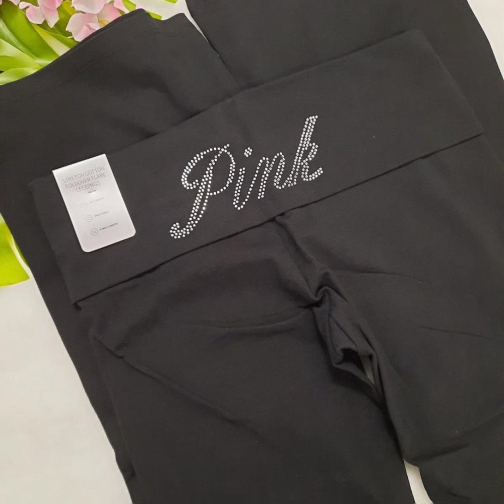 PINK Victoria's Secret Black Rhinestone Leggings
